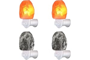 MAYMII·HOME 4 Pack 2 Color Himalayan Salt Rock Night Light Pink and Gray Grey Salt Lamp, Hand Craved Natural Salt Rock, Safety Certified Wall Plug E12 Base, Amber Light for Decoration, Yoga,