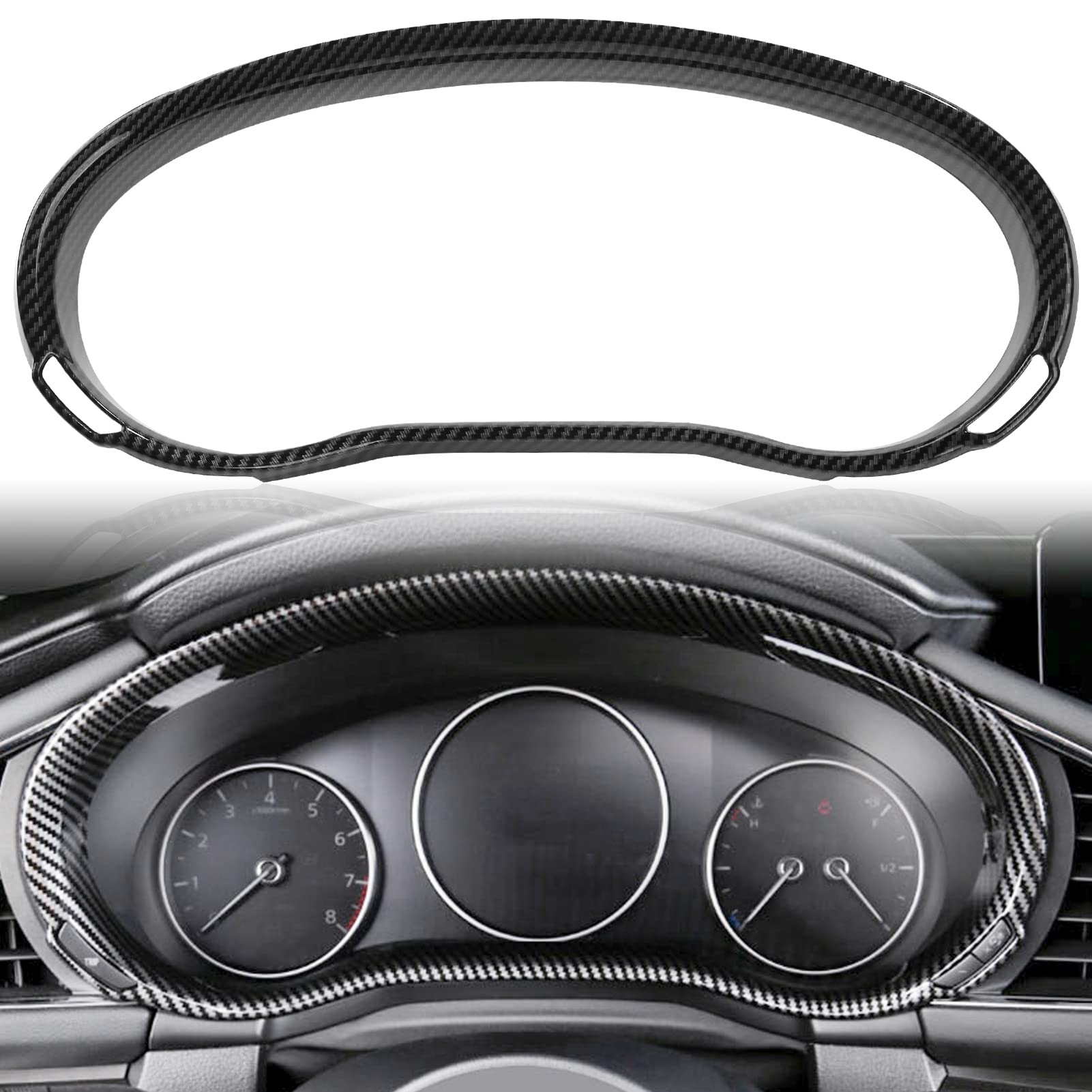 Compatible with Mazda 3 Accessories Compatible with Mazda CX30 Accessories 2025 2024 2023 2022 2021 2020 Sporty Car Dashboard Cover Trim Screen Display Frame -Carbon Fiber Style