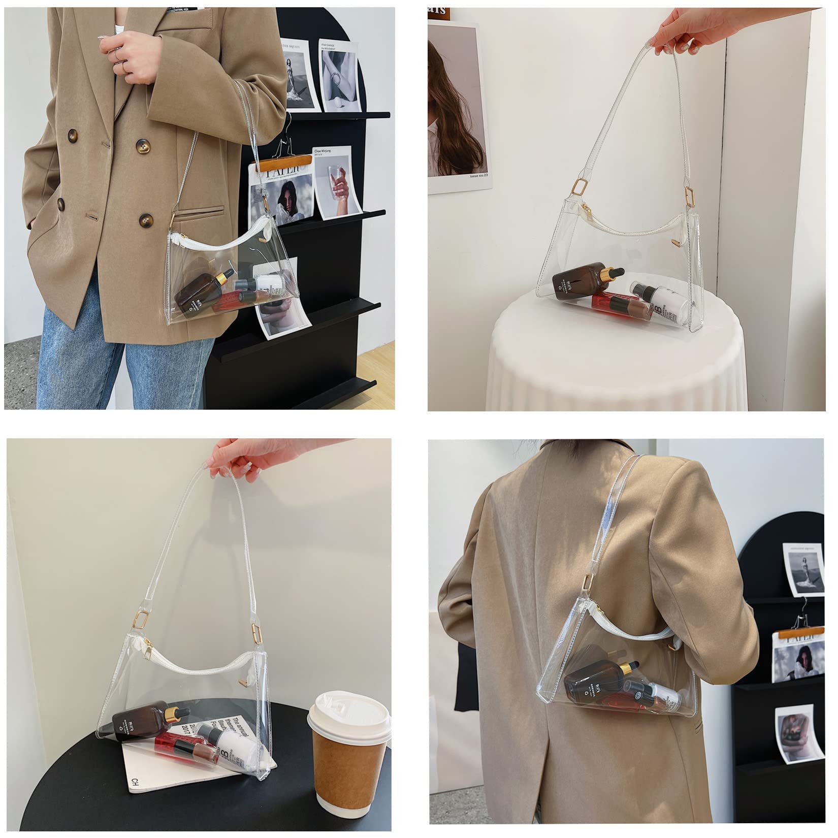 Lackycc Clear Bag for Stadium Events Women's Purse Handbags Small Purse shoulder bag Crossbody Bag