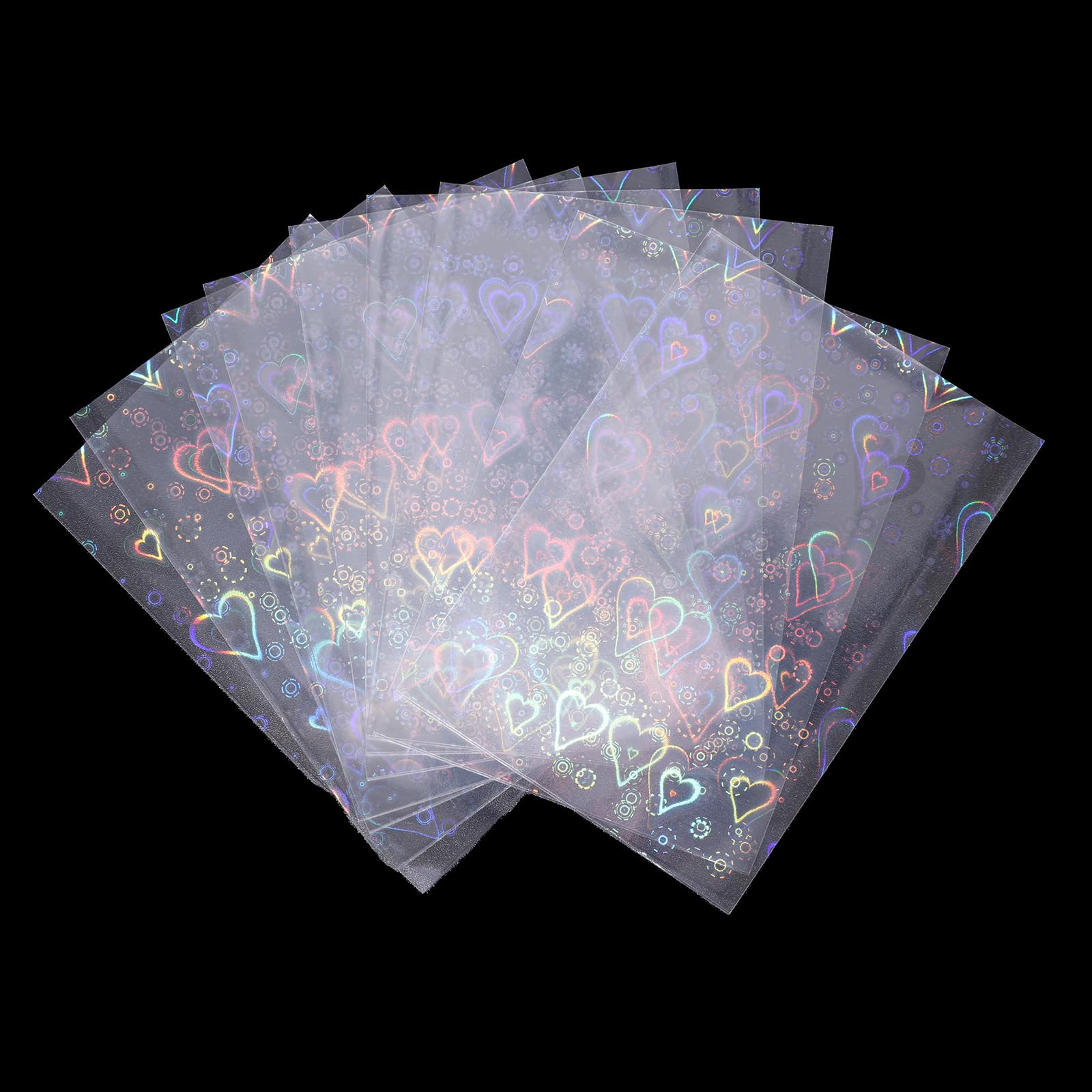 100pcs Photocard Sleeves, 3.58x2.56 in Love Heart-Shape Laser Flashing Card Sleeves Holographic Foil Protective Cover for Card Enthusiasts