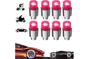 YUERWOVER 8 Pack LED Valve Stem Caps Lights for Car Tires Wheel Assemblies Light up Air Neon Bicycle Motorcycle Tyre Bike Truck Golf Cart for Kids Men Women(8 Red)