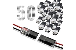 50pcs Double - Wire Plug-in Connector with Locking Bucklee, Wire Connectors Push-in - Pluggable 2 Pin 2 Way LED Wire Connecto