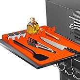 Silicone Grill Mat, Large Size Silicone Side Shelf Griddle Tools Spatula Mat with Drip Pad for Outdoor Grill Kitchen Countertop, Reusable Black-stone Griddle Accessories, Orange