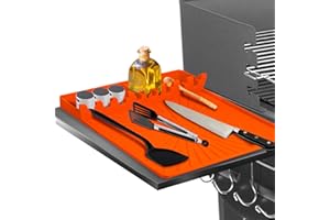 KOOLSTUFFS Silicone Grill Mat, Large Size Silicone Side Shelf Griddle Tools Spatula Mat with Drip Pad for Outdoor Grill Kitchen Countertop, Reusable Black-stone Griddle Accessories, Orange
