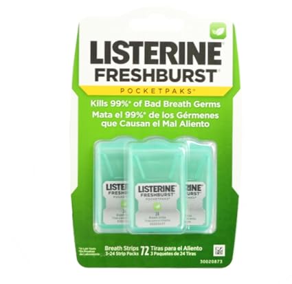 Listerine pocketpaks breath strips - freshburst pullulan, Menthol, flavors, aspartame, potassium acesulfame, copper gluconate (012547436204)