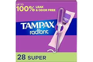 Tampax Radiant Tampons, Super Absorbency, With LeakGuard Braid, 28 Count