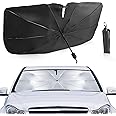 Car Windshield Sun Shade Umbrella - Upgraded Reflects UV Ray Heat Sun Visor Protector Foldable Reflector Umbrella brella, Foldable 360° Rotation Bendable Handle Car Accessories Interior (59"x33")