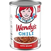 Wendy's Chili With Beans, Canned Chili, 15 oz. Can | High protein, 29g per serving; 12g fiber per serving; restaurant-quality chili with beans; easy meal for lunch &amp; dinner