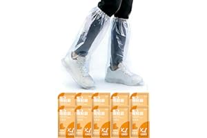 10 Pairs Disposable Waterproof Shoe Covers for Rain, Non-Slip Plastic Shoe Covers for Women Men Youth, Clear Boot Covers for 