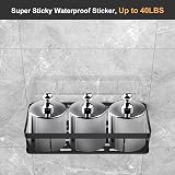 UUlioyer Shower Caddy 2-Pack Waterproof No Drilling Black Bathroom Shelf view 4