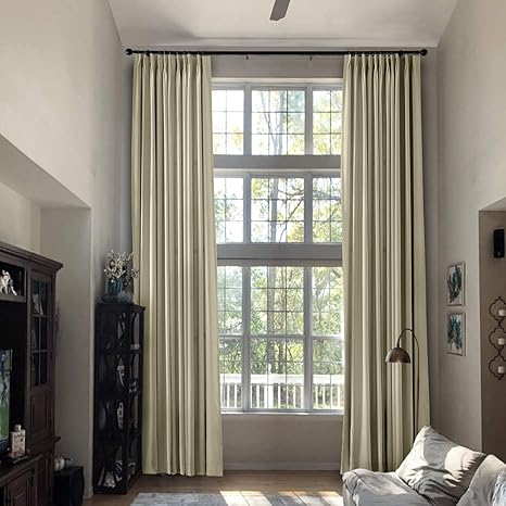 Amazon Com Prim Extra Length Curtains 192 Inches Long Pinch Pleat Blackout Curtains Modern Room Darkening Indoor Outdoor Window Treatment Curtains Drapes For Living Room Beige 1 Panel Home Kitchen