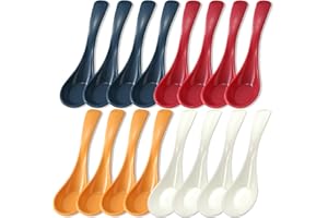 LELE LIFE 16Pcs Asian Soup Spoons, Chinese Japanese Soup Spoon for Ramen Pho Miso Dumpling Wonton Noodle Soba, Dishwasher Saf