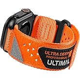 ULTIMAL Compatible witch Apple Watch 3/2/1 Series 11/10/9/8/7/6/5/4/SE/SE2/SE3,Nylon Stars-Stripes Flag Woven Strap for men 49mm 46mm 45mm 44mm(Orange)