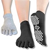 Soxsense Multi-Pack Sports Grip Toe Socks with Cushion, Non-Slip Finger Socks for Pilates, Home Gym, Soccer, basketball