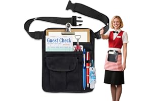 Ulifebetter Server Waist Pouch, Dark Black Server Aprons Short Canvas Pocket Apron Restaurant Aprons with Pockets Adjustable 