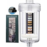 2 Micron High Flow Washing Machine Water Filter, Visible Washer Water Filter System, 99.5% Removal of Chlorine Fluoride, Heavy Metals, Scale, Clothes Yellowing, Reduces Dry Skin, Carbon Shower Filter