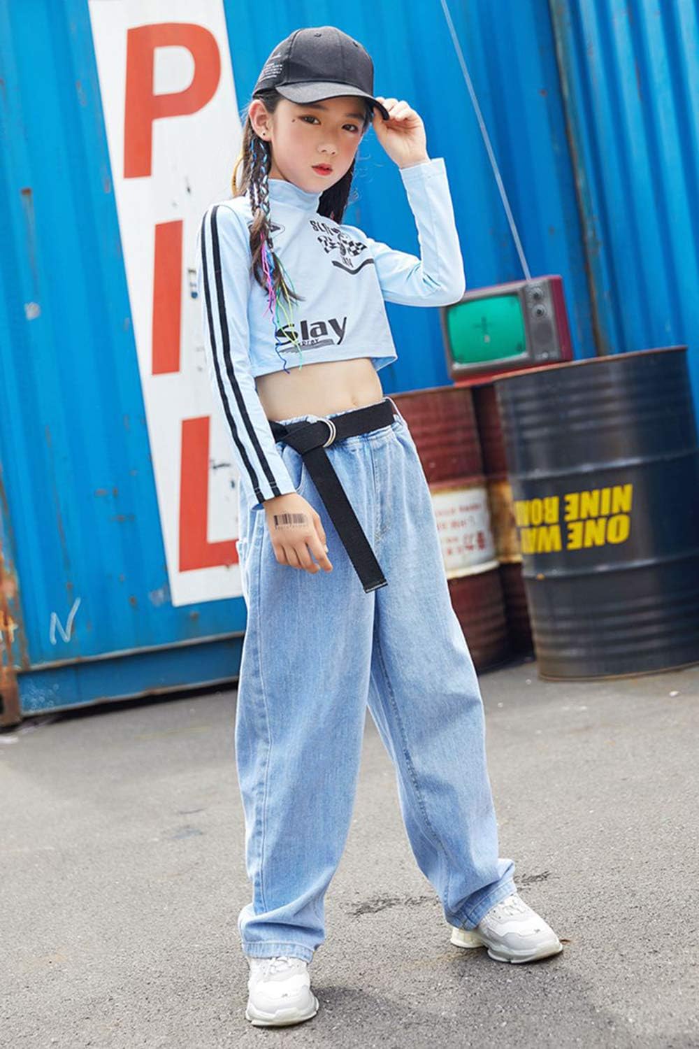 Amazon キッズダンス衣装 ヒップホップ ダンス衣装 ガールズ セットアップ キッズ ダンス 衣装 トップス デニムパンツ キッズダンス ボーイズ 派手 韓国風 かっこいい 女の子 Hiphop 男の子 オシャレ ゆったり チェック ダブダブ チーム お揃い 発表会 トップス パンツ