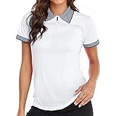 Little Beauty Womens Golf Shirt Short Sleeve Collared Polo Shirts for Women Zip Up Dry Fit Workout Tops