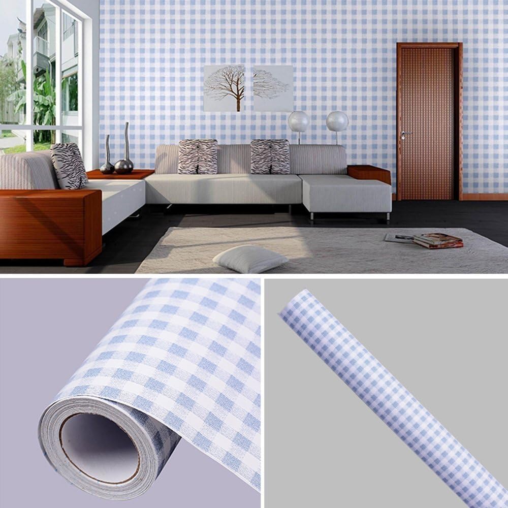 Blue Gingham Adhesive Decorative Contact Paper Laminate Shelf and Drawer Liner 17.7x78 Inch, 45W x 198L cm - Image 3