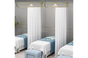 LUKAR Iukar Privacy Partition Curtains,U-Shape Room Divider Curtain Rod,7.54ft Room Divider Curtains,Privacy Curtains for Room Divider for Fitting Room Beauty Salon Bedroom and Hospital,White