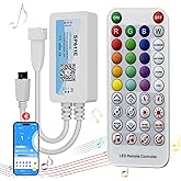 PAUTIX Bluetooth Music Pixel LED Smart Controller SP611E,for WS2811 WS2812 SM16703 Addressable Dream Color LED Strip Pixels Light DC5V-24V APP/IR Remote Control(NOT for RGB LED Strip without Smart IC)