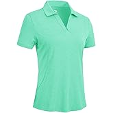 Rdruko Women's Golf Shirts Short Sleeve Dry Fit Polo Tennis V Neck Collared Athletic Shirts