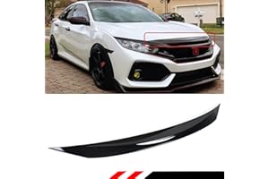 CUZTOM TUNING Glossy Black Front Hood Bumper Upper Trim Nose Cover Compatible with 2016-2021 Honda Civic 10th Gen Si Hatchback Coupe Sedan