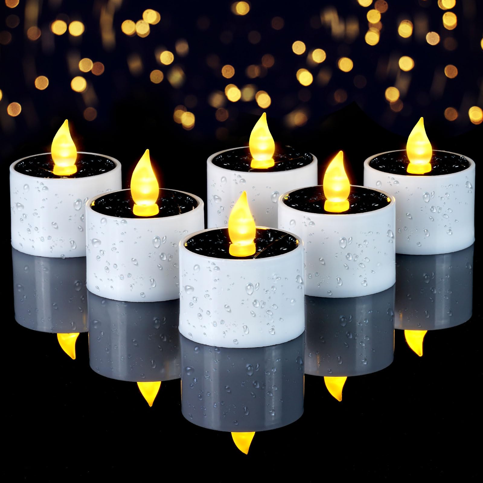 Photo 1 of Homemory Solar Candles Outdoor Waterproof, Dusk to Dawn Outdoor Lighting, Reusable LED Tea Light Candles for Lantern Garden Camping and Home Decor, 2.3''x2'', Pack of 6
