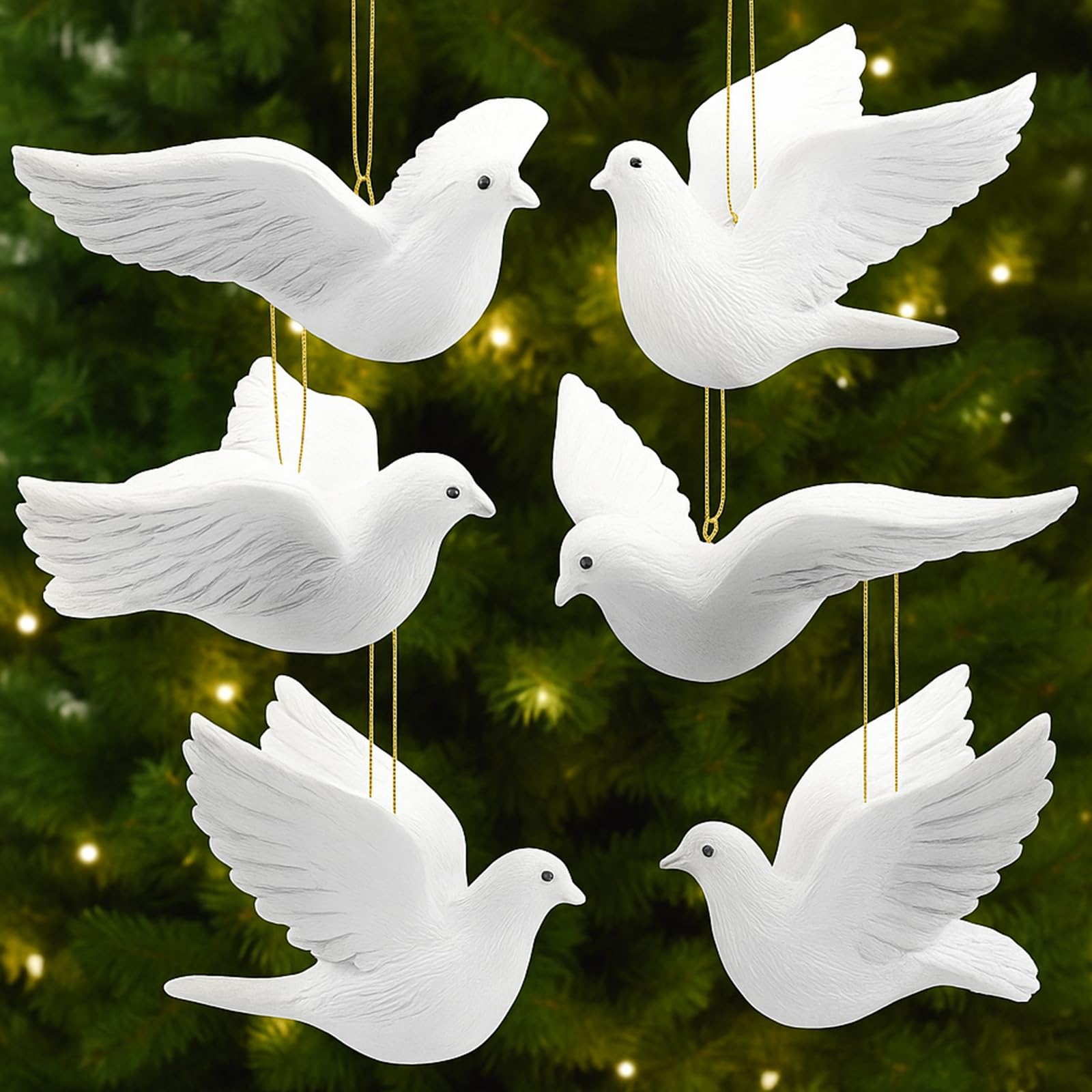 Photo 1 of *PARTIAL SET - See Clerk Notes*
Pinkunn 6pcs Christmas Dove Ornaments Artificial White Peace Dove Hanging Decoration White Resin Birds with Gold String for Christmas Tree Decorations Wedding Cake Centerpieces DIY Decoration