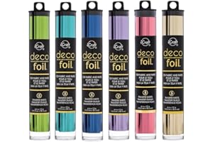 ICRAFT Therm O Web Deco Foil - Transfer Sheets - Champagne Spring Green Aqua Deep Blue Lilac & Pink Melon - Bundle of 6 Packages
