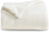 Bedsure Sherpa Fleece Throw Blanket 150x200cm Milky White Double/Twin