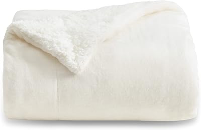 Bedsure Sherpa Fleece Throw Blanket 150x200cm Milky White Double/Twin