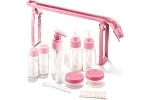 Travel Bottles Set, Leak-Proof Portable Toiletry Containers Kit, Clear PET Flight-Size Cosmetic Bottles for Lotion, Shampoo, 