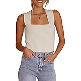 Zwurew Women's Knit Square Neck Tank Tops 2026 Summer Casual Sleeveless Sweater Fitted Shirts Tanks