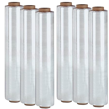 6 Rollen Stretchfolie 500mm breit und 300m lang Transparent 23my