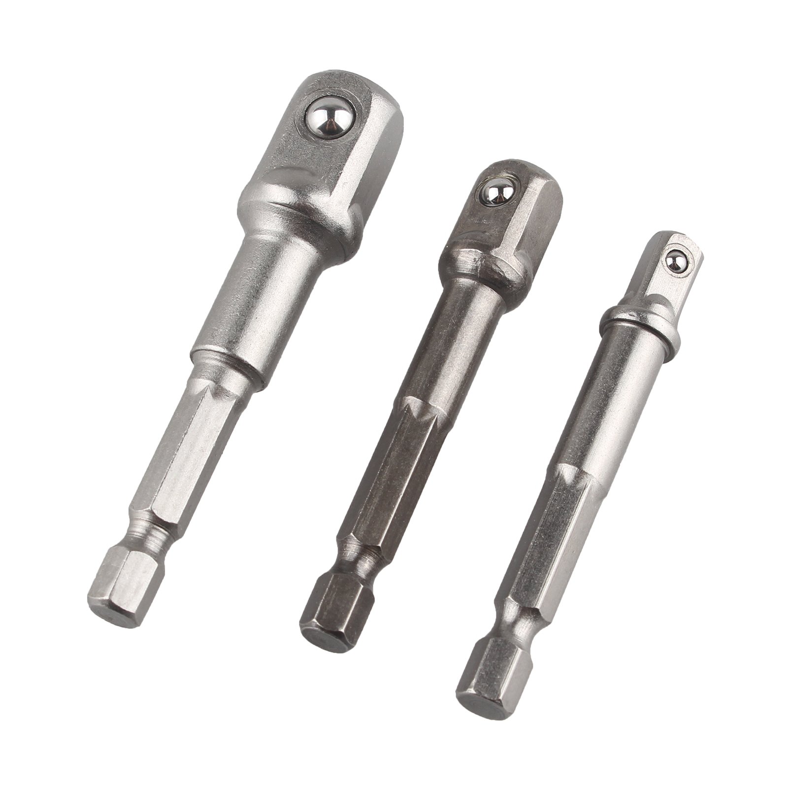 HALJIA 3 PCS Socket Bit Adapter Drills Extension Bar Convertor Turns Power Drill Screwdriver Hex Shank Into Nut Driver 1/4" 3/8" 1/2"