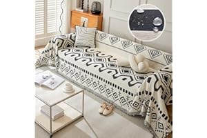 Awjcsv Water Resistant Boho Couch Cover, Soft Chenille Couch Cover for Dogs Washable, Couch Covers for 3 Cushion Couch Sofa Pet Friendly, Thick, Dirt Resistant (Dark Black, 71" x 118")