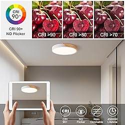 Vikaey Modern LED Ceiling Light, Minimalist Wood