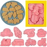8 Pcs Transportation Vehicle Cookie Cutters Set Baking Molds 3D Transportation Vehicle Press type Cookie Cutter for Baking, Fondant, Cheese, and Pastries