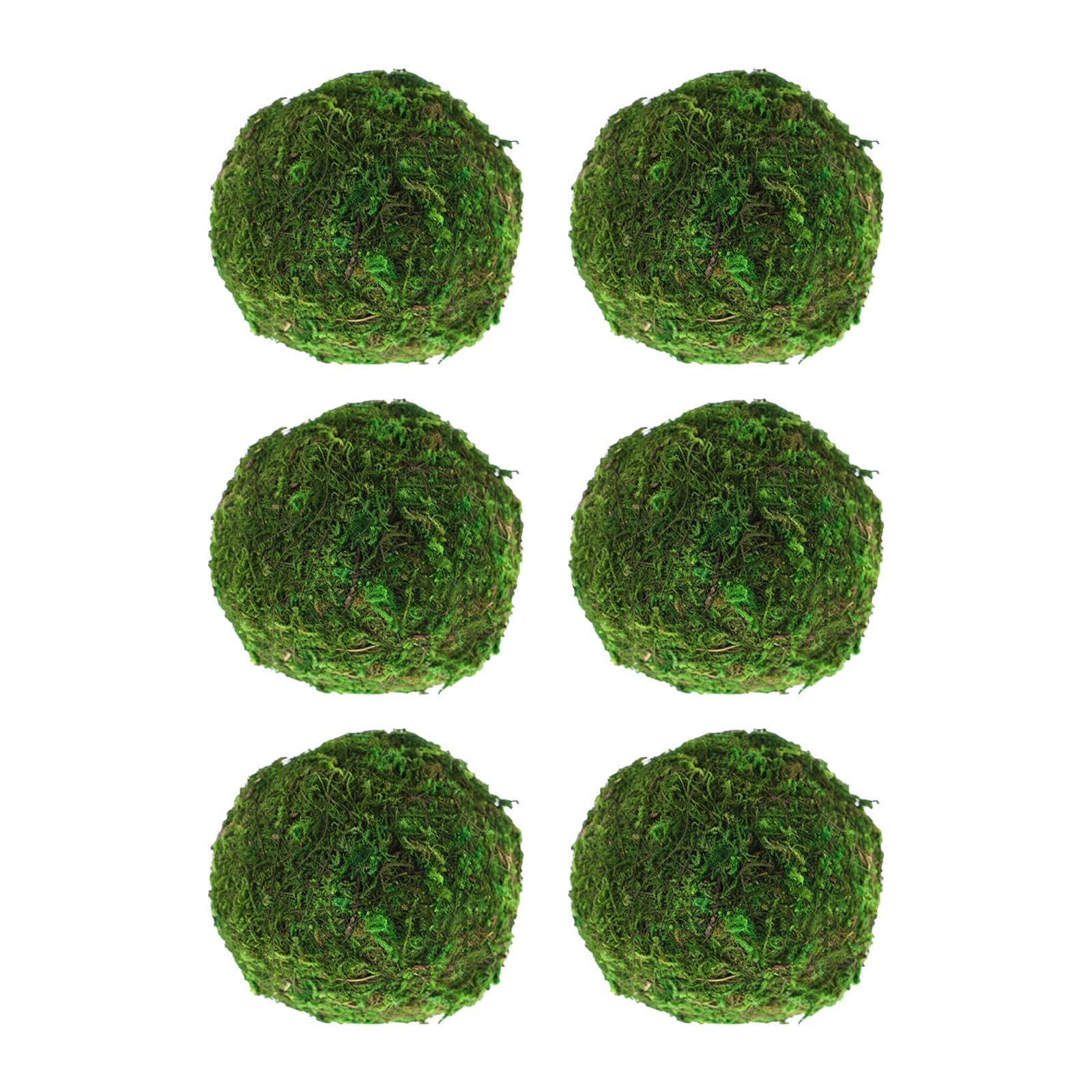 6Pcs Faux Dried Moss Balls Artificial Green Plant Handmade Sphere Moss Hanging Balls for Wedding Decors Party 8cm Green Artificial Flower Pot Supplies