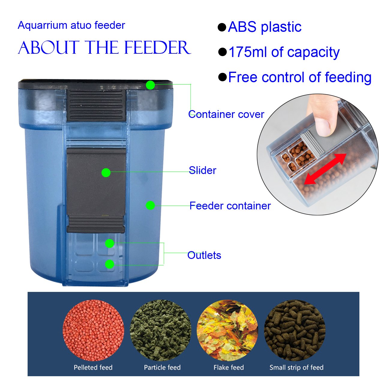 COODIA Auto Fish Food Feeder Battery Operated Automatic Aquarium Tank Timer Feed Fish, 4 times Max a Day, Capacity Adjustable, LED Display