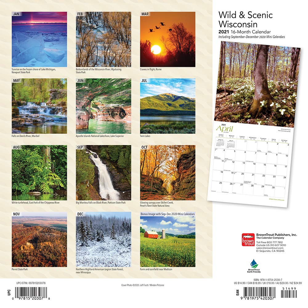 Wisconsin Wild Scenic 2021 12 X 12 Inch Monthly Square Wall Calendar Usa United States Of America Midwest State Nature Browntrout Publishers Inc Browntrout Publishers Editing Team Browntrout Publishers Design Team
