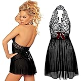Coswe Plus Size Lace Top Babydoll Lingerie for Women