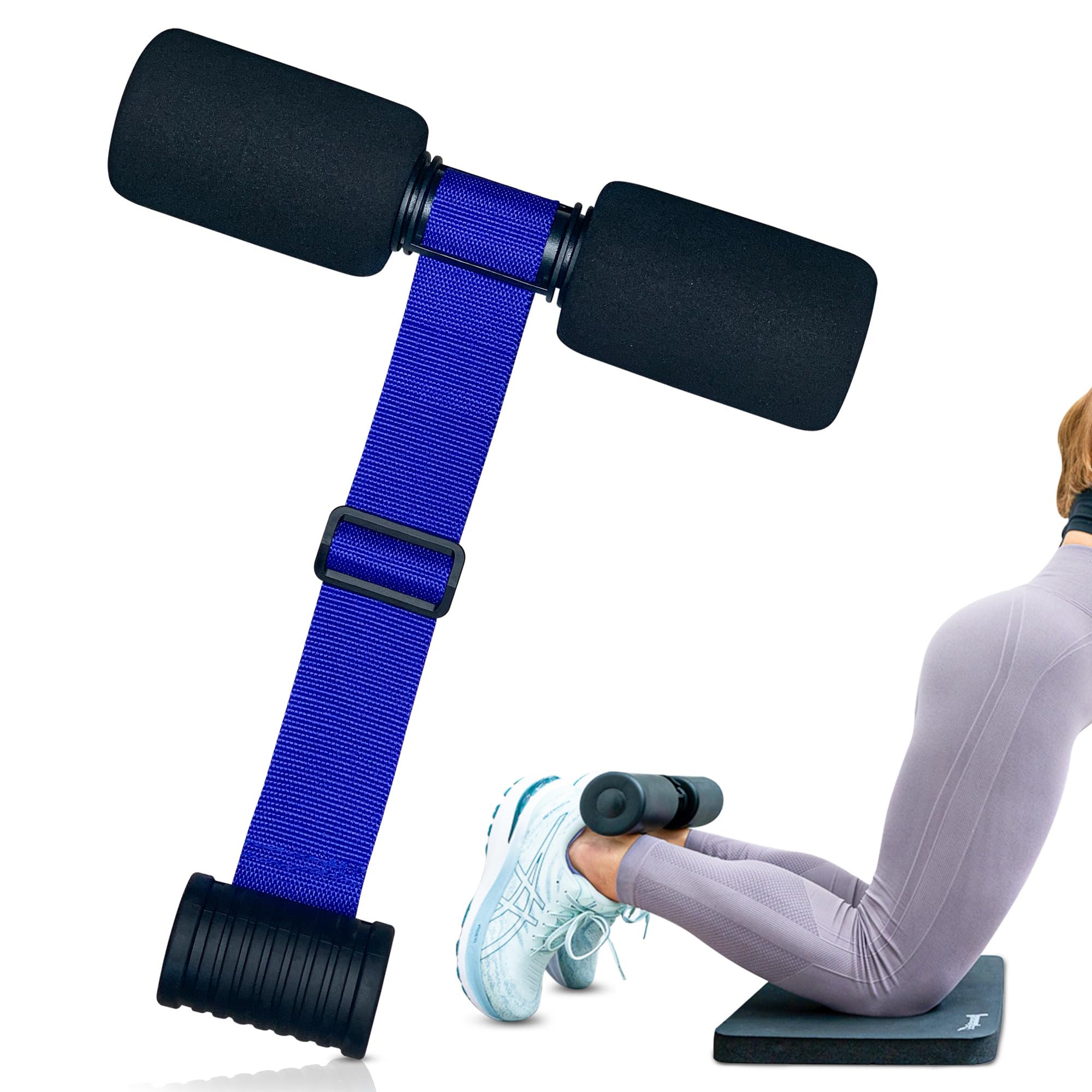 Photo 1 of NordStick Nordic Hamstring Curl Strap The Original Hamstring Curl Exercise for Home and Travel - 5 Second Set Up for Nordic Curl, Sit Ups, Abs, Core Strength Training - 350 pounds - Sapphire Blue