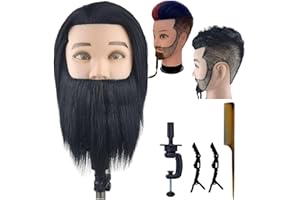 LETICIA Barber Mannequin Head Male Haircut Training Head Men Human Hair Mannequin Head With Beard