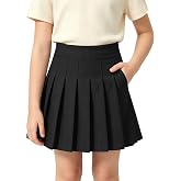 Girls Pleated Skirt with Practical Pockets and Shorts School Uniform Skort | Casual Tennis Skirts, 6-16Y, Back Elastic Waist, Pull On, Easy On and Off, Ideal for Daily, School, Sports, Holiday Party