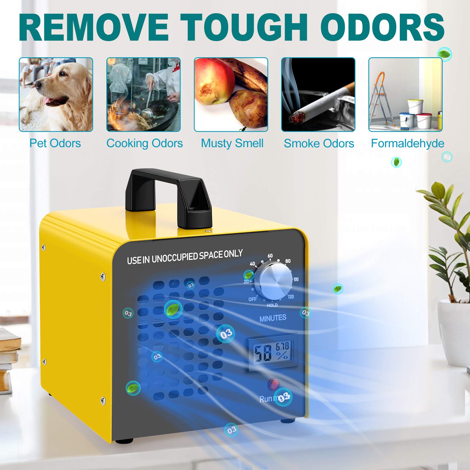 Ozone Generator 10,000 mg/h High Capacity Ionizer Air Purifier Ozone Machine Odor Removal for Home, Hotels, Basement, car, bar and Farms
