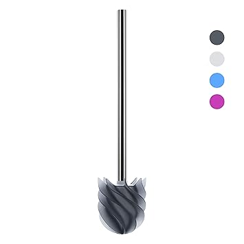 LOOMAID Silikon WC-Bürste mit Lotuseffekt - hygienische Edelstahl Ersatz-Toilettenbürste / Klobürste (Grau)