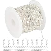 UMAOKANG 10 Meters Silver Chains for Jewelry Making, Silver Plated Brass Flat Heart Curb Link Chain Women Necklace Bracelet DIY Jewelry Chains Bulk