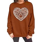 ELDPS Thanksgiving Sweatshirts for Women: Turkey Graphic Tee Shirts Fall Long Sleeve Crew Neck Oversized Pullover Tops